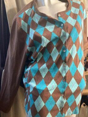 Soft As Butter light Argyle cardigan new
